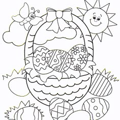 Coloring Easter Pages Free For Kids With Bunny Colouring Basket