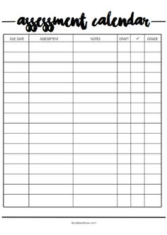 assignment planner printable