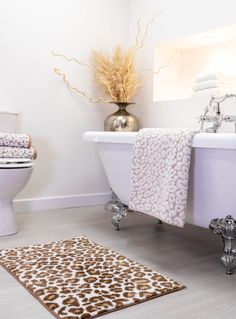 Roaring Leopard Bathroom Non-Slip Wild Animal Home Decor Bath Mat Rug Carpet