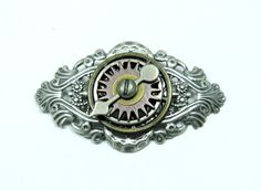 Steampunk Pin Antique Brass Finish Winged Gear Bar Pin Accessory