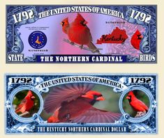 Indiana State Bird 1816 Novelty Money The Cardinal