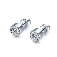 27 Best Synthetic Diamond Earrings Images Bezel Cup Stud Earrings In 925 Silver Coated With 3 Layers Platinum From Cosmos At