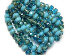 25 Fireside Crystal Mix Czech Glass Rondelle Beads 8x6mm