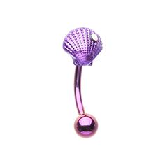 1 Pc Purple 16G wWith 5//16 8 mm Surgical Steel Curved Eyebrow Barbell Aurora Borealis Coating Acrylic Ball