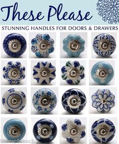 Blue Black Ceramic Door Knobs Pumpkin Knobs Handpainted Kitchen Cabinet Drawer Knobs Hardware Knobs Drawer Handles Decorative Ceramic Knob
