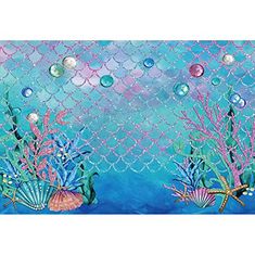 Mermaid Party Supplies Shimmering Clamshell Plates and Mermaid Scales Napkins Serves 16