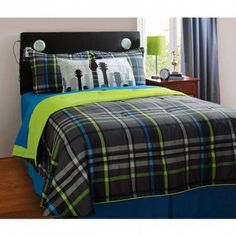DEACON TEAL BEDDING SET CHECK GREY BURGUNDY WINE WHITE BEIGE TARTAN REVERSIBLE