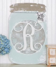 Mason Jar Wall Art look what i found on #zulily! unfinished mason jar initial wall Mason Jar Wall Art look what i found on #zulily! unfinished mason jar initial wall