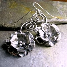 29 Best Silver Flower Earrings Images On Pinterest Sterling Silver Flower Rose Dangle Earrings By Lavendercottage 119 00 Flowers Roses