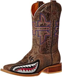 Ladies Womens TIN HAUL Multi Color Rose Weave Square Toe Leather Cowboy Boots