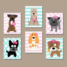 Lavender Purple Gray Puppy Dog Nursery Decor Baby Art Lavender Purple Gray Puppy Dog Nursery Decor Baby Art Trio Set Of 3 Prints Chevron Polka Dot Stripes Choose Your Colors