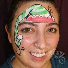 Maquillage bonnet de lutin de Noël / Cute elf hat Christmas face painting idea. Maquillage