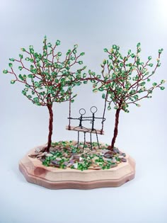 Double Wire Trees Sculpture Swing Couple Custom by wireforest,.00