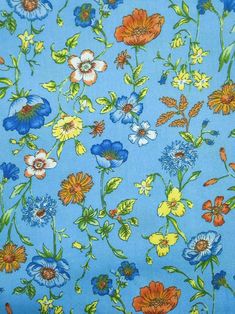 Dogwood and flowers pure cotton fabric in blue and purple 12 yard SALE