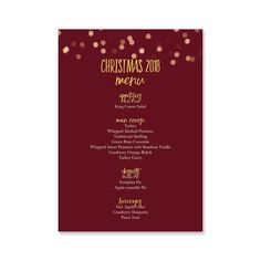 christmas 2018 editable christmas menu template red and gold