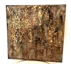 BLATTGOLD Abstrakt Leinwand Bild Schwarz Blau Gold Blatt Kunstdruck Wandbild 3D