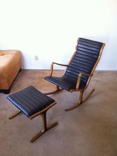 rare 60s heron rocking chair and ottoman for tendo mokko by