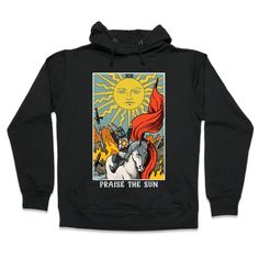 Praise The Sun Tarot Card Mens Long Sleeve Sport Hoodie Pullover Casual Printed Sweatshirt