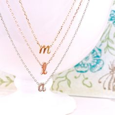 14k Gold Diamond Initial Necklace Enamel Necklace Customized Necklace Letter Pendant Graduation Gift Gift For Her