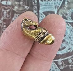 THAI AMULET PALADKIK CROCODILE MINIATURE BRASS MAGIC WEALTH LOVE CHARM LUCK