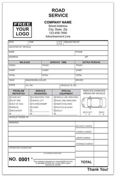 towing service ticket invoice custom print for towing companies
