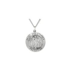 US Jewels And Gems 1.0in Round 0.925 Sterling Silver St Saint Christopher Medal Pendant Necklace
