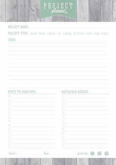 free printable project planner page planners pinterest