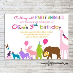 the girls party animal 3rd 5th birthday party party animal