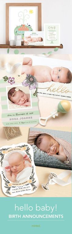 Unique baby announcement and thank you cards for newborn boys Our