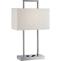 Brushed Nickel Table Lamp 2 75W 2 Power Outlets American