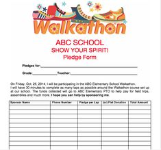 walkathon pledge form template invitation templates sponsorship forms for fundraising template