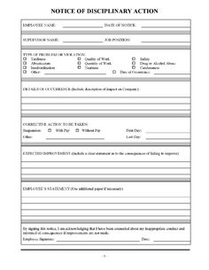 restaurant employee write up form