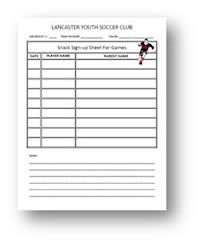 printable snack sign up sheets kid stuff sports soccer soccer