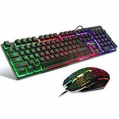 Sala-Deco 3 Color Backlit Adjustable Red Blue Purple Light Keyboard USB Laptop Professional Wired Gaming Keyboard for Pro Gamer