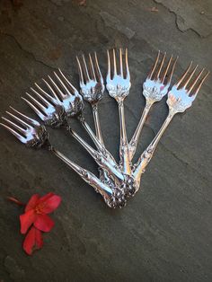 Three 3 WM Rogers Magnolia Silverplate Dinner Forks No Mono