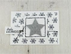 3 kleine Weihnachtskarten mit Sternenkranz grau taupe silber weiß