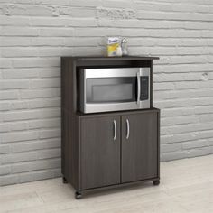 Home Source Black Metal Microwave Cart Frank Staging Nexera 2 Door Mircowave Cart With Adjule Shelf Made W Wood In Ebony And Black