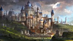 Castle green luminos blue game art anime tale manga fantasy castle fom Fantasy castle Fantasy landscape Fantasy city