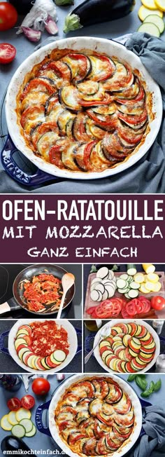 Ratatouille aus dem Ofen mit Mozzarella #recipe #Ratatouille #Ofengerichte #Essen #kochen Low Carb Recipes, Courgettes, Mozzarella Recipes, Aubergine, Feta, Mozzarella, Zucchini