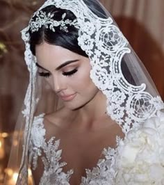 Lace and crystals with mantilla veil -Steph Brides, Wedding Dress, Mantilla Veil Wedding, Bride Veil, Bridal Veil, Vintage Veils Bridal, Wedding Veil, Wedding Veils Lace, Wedding Veil Styles