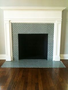 66 Best Fireplaces Mantels Images On Pinterest In 2018 Fire Flooring Terrific Replacing Fireplace Surround Tile Using Blue Green Gl With Subway Pattern Ideas