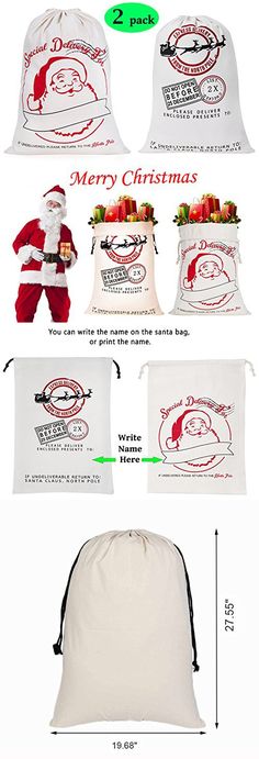 910 best christmas bags for gifts images on pinterest beauty 2 pack large santa sack christmas gift bag with drawstring 19 7 x 27 6 inch for storing