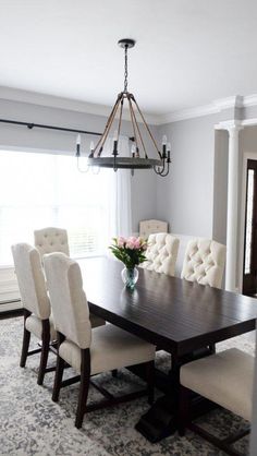 dark wood dining room set traditional gray and white dining room pottery barn tufted chairs banks dark wood table diningroomideas dream house pinterest comedores madera dark wood dining room set traditional gray and white dining room pottery barn tufted chairs banks dark wood table diningroomideas dream house pinterest comedores madera