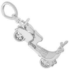 Sterling Silver 3D Ride On Moped Scooter Charm
