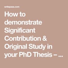 Phd thesis original contribution
