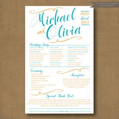Creative Wedding Program Design Ideas Part 1 Programs Modern Wedding Program Printable