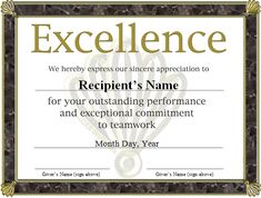 sample awards certificates