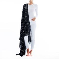 BLACK Shimmering Braided NECK SCARF 84 Inches with tassels
