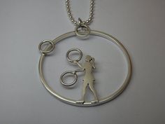 Lgu Sterling Silver Oxidized 3D Paddle Rowing Crew Sport Pendant with Polished Box Chain Necklace