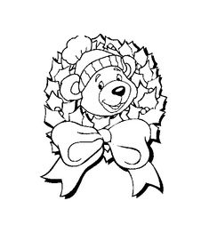 teddy bear head wreath color page